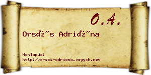 Orsós Adriána névjegykártya